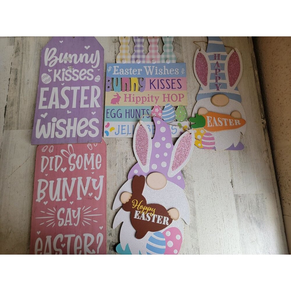 Bunny sign AS IS variety Easter home decor set peep jelly bean egg hunt